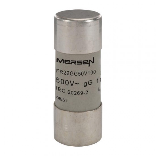 E218205,FR22GG50V100,Cylindrical, fuse-link ,gG ,Size, 22x58 ,IEC, 500VAC, 100A,MERSEN,FERRAZ SHAWMUT