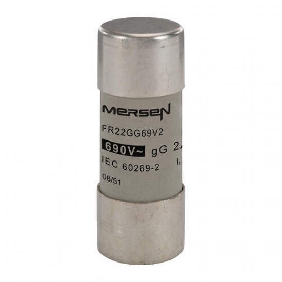 F219241,FR22GG69V2,Cylindrical, fuse-link, gG ,Size ,22x58, IEC, 690VAC, 2A,MERSEN,FERRAZ SHAWMUT