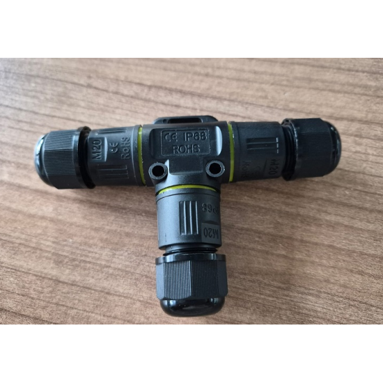 Ip68 Su Geçirmez T Tipi Kablolu Bağlantı,M20t-2p,5-9mm Kablo Çapı, Dış Mekan Kullanıma uygun